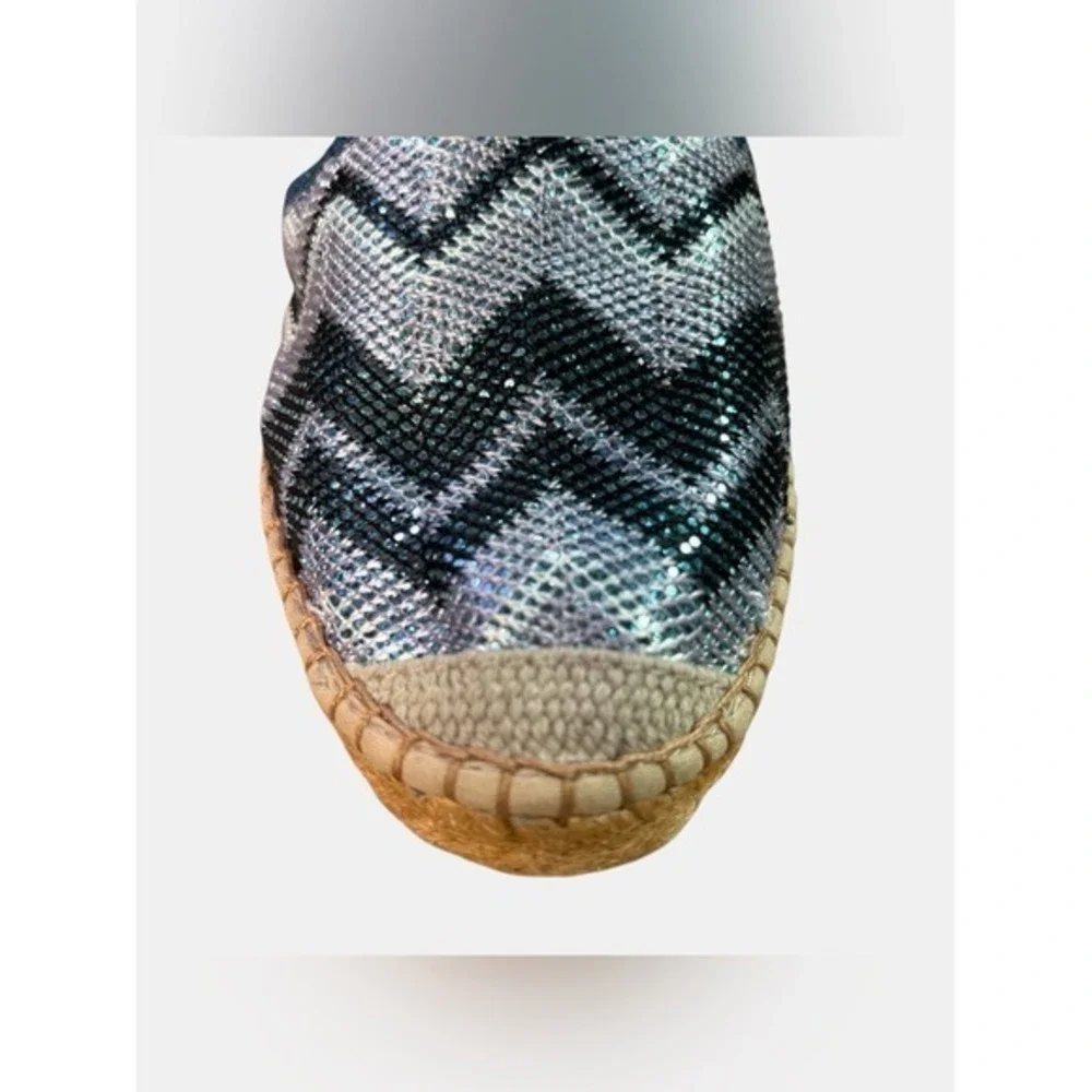 Vidorreta Spain Espadrille Wedge Sandals EU39 US8.5-9 Blue Grey Shimmery Chevron